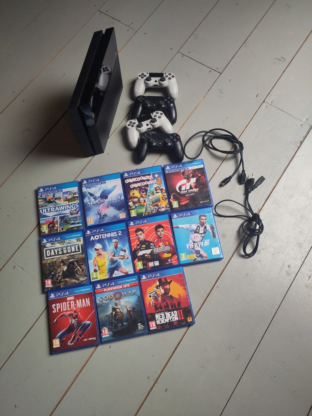 PS4 Slim met 4 controllers en 12 games, Ophalen of Verzenden, Met 3 controllers of meer, Slim, 500 GB