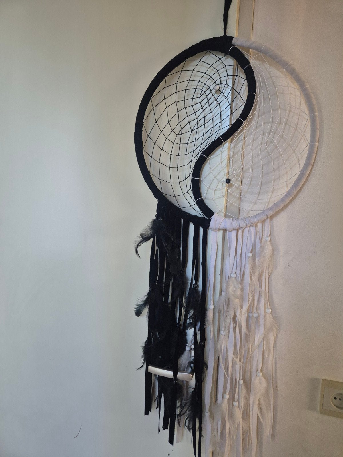 Grote Yin Yang Dromenvanger - Zwart Wit - 40x120 cm, Overige stijlen, Ophalen of Verzenden, Textiel, Gebruikt