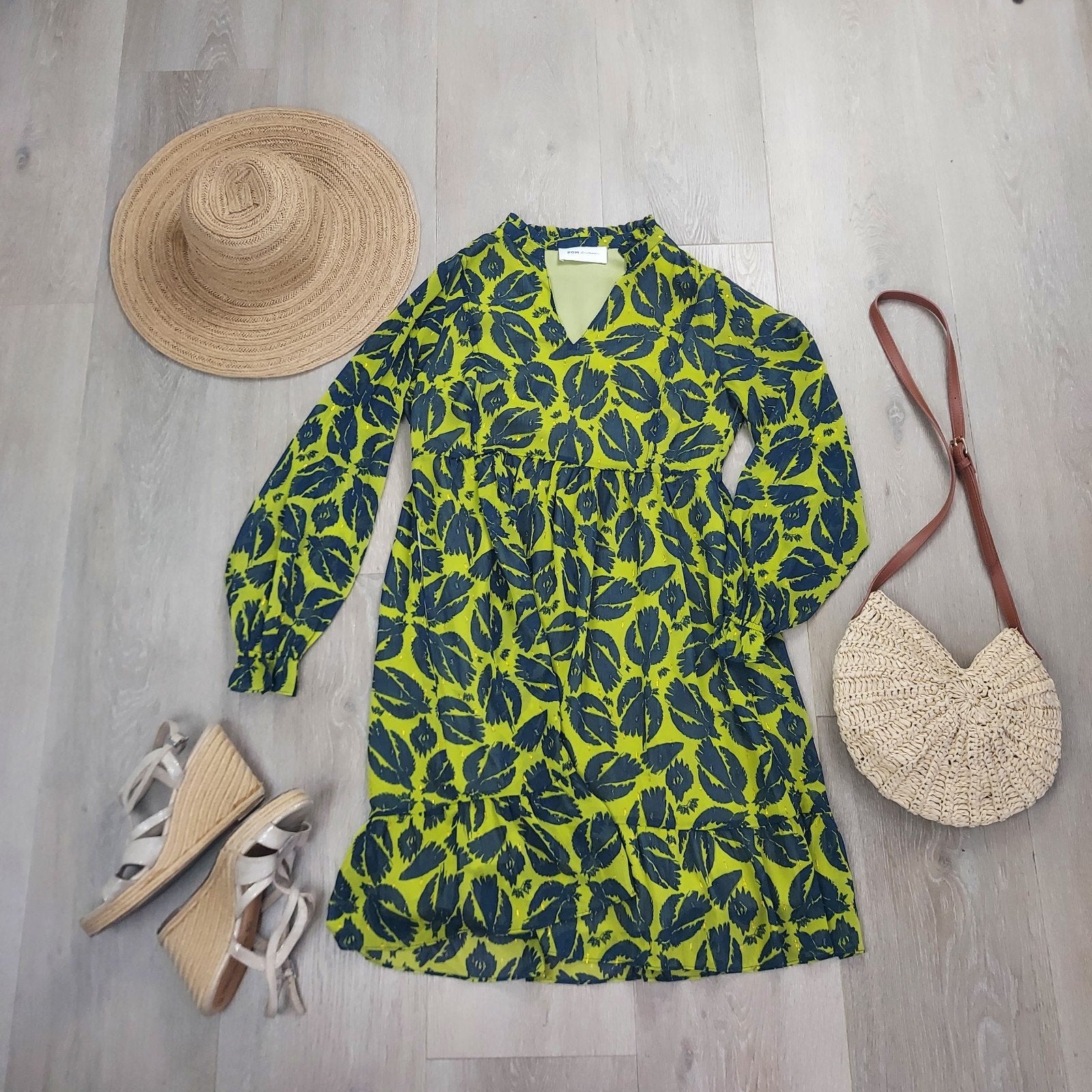 POM Amsterdam Olijfgroene Bohemian Jurk Maat 34, Kleding | Dames, POM Amsterdam, Verzenden, Zo goed als nieuw, Knielengte