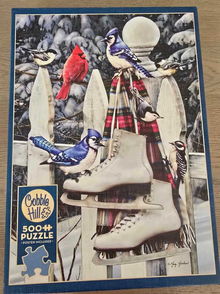 Cobble Hill Legpuzzel 500+ stukjes - Wintervogels, Ophalen of Verzenden, 500 t/m 1500 stukjes, Gebruikt, Legpuzzel