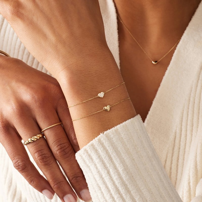 Pavé Zirkonia Hart Armband - 14 Karaat Goud, Info@tovessentials.com, Nieuw, Ophalen of Verzenden, TOV Essentials