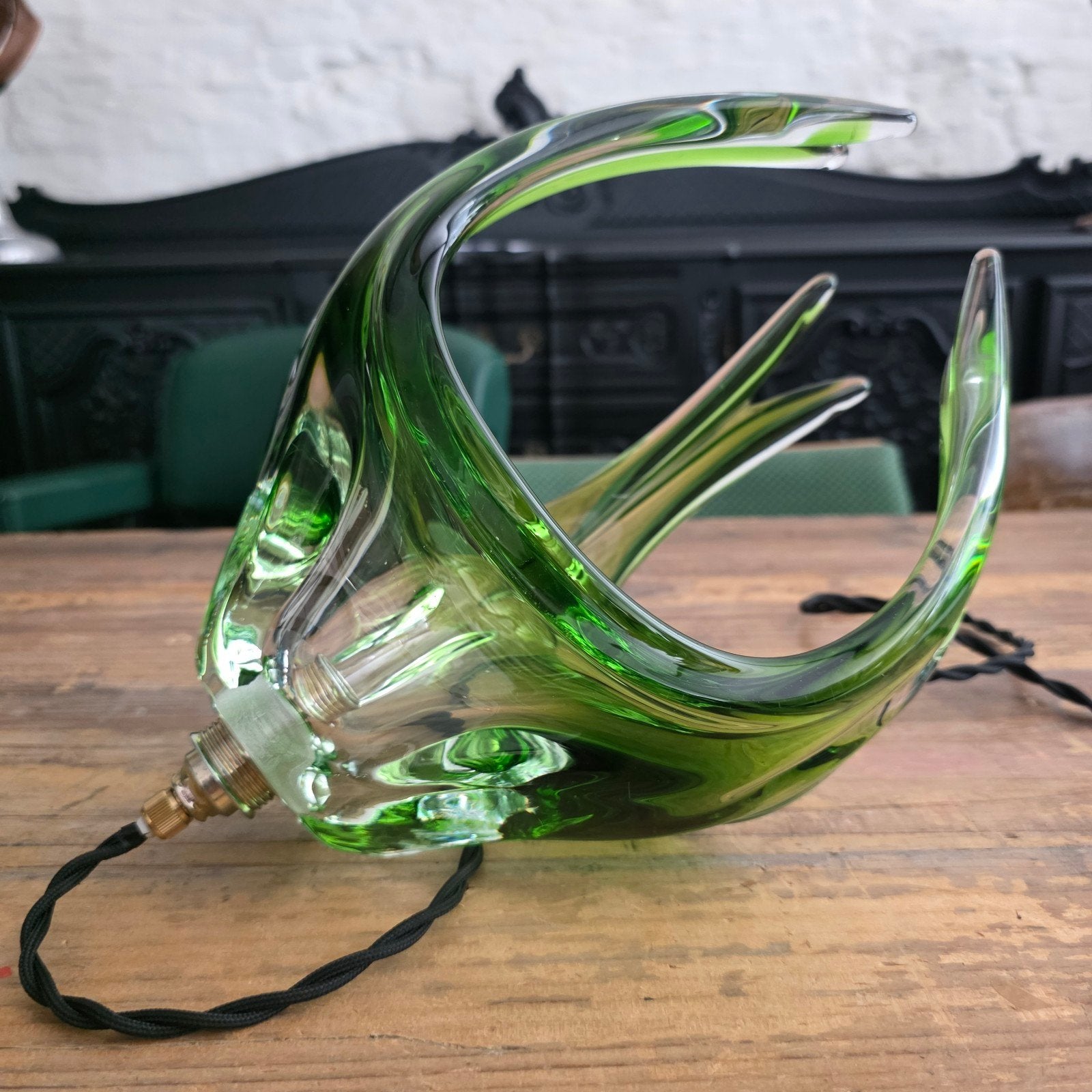 Vintage Braine-Le-Comte kristalglazen hanglamp., Ophalen of Verzenden, Glas