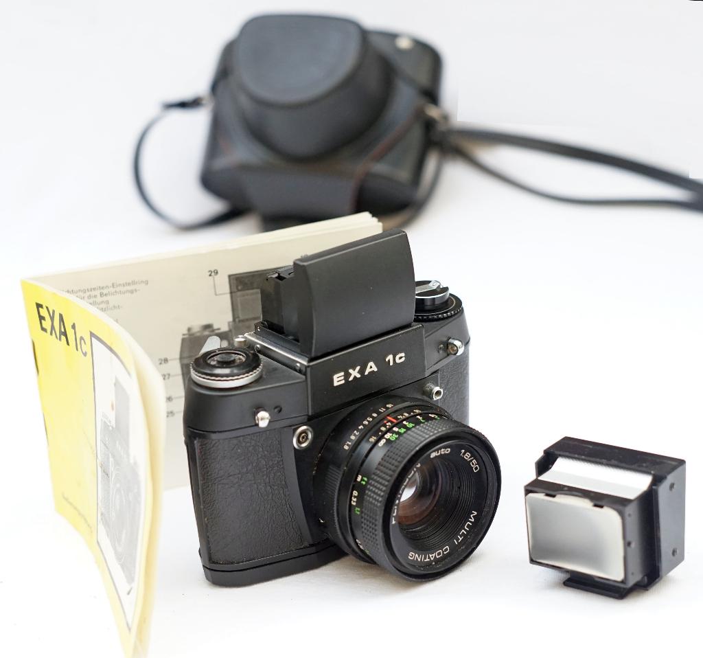 Exa 1c - Prachtige "Black Beauty" M42 SRL met 1.8/50mm, Audio, Tv en Foto, Fotocamera's Analoog, Ophalen of Verzenden, Compact
