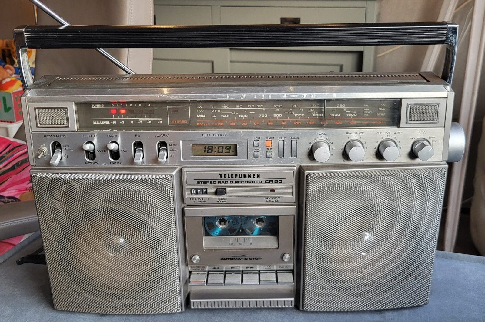 Telefunken CR 50 radio cassette boombox ghettoblaster, Ophalen of Verzenden, Gebruikt, Radio