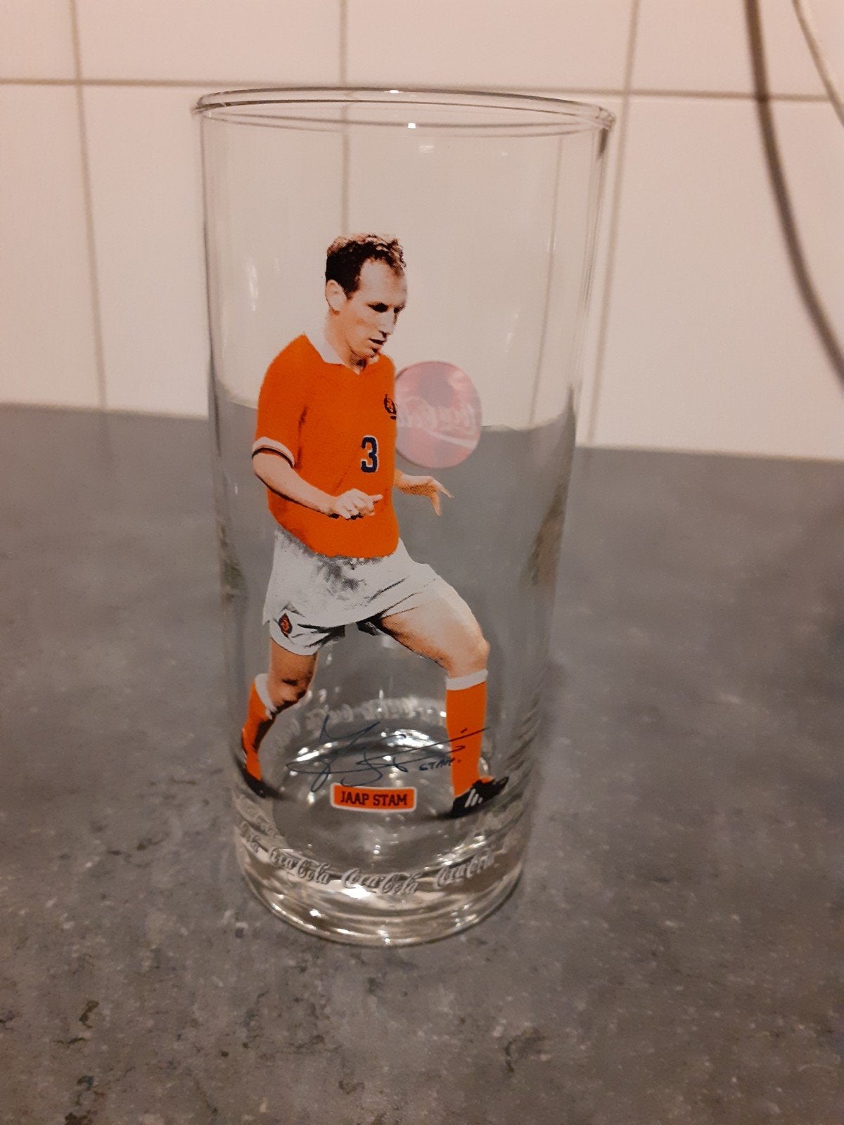 Coca-Cola glas Jaap Stam Oranje Leeuwen, Verzamelen, Ophalen of Verzenden, Zo goed als nieuw, Overige sporten, Overige typen