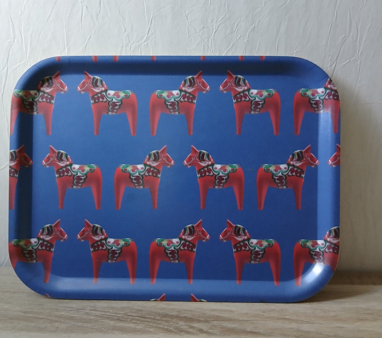Dala / Dalarna Paardjes Dienblad Zweden Vintage, Kunststof, Verzenden, Zo goed als nieuw, Dienblad