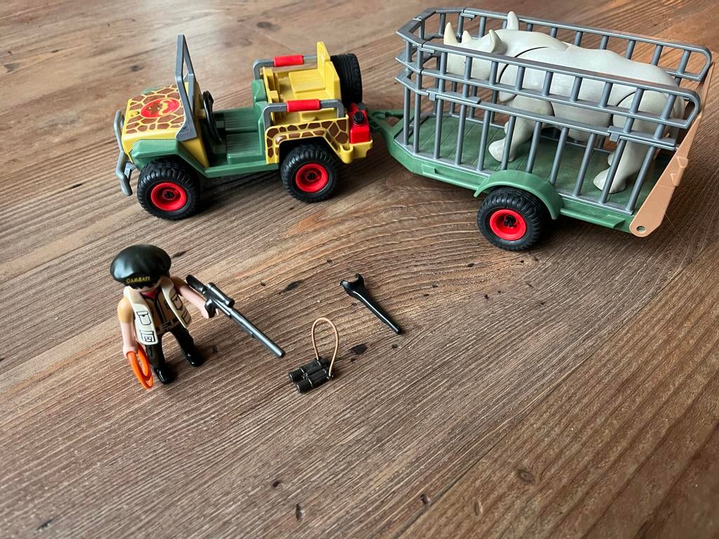 Playmobil Safari Jeep met Neushoorn en Figuur, Ophalen of Verzenden, Gebruikt, Jongen of Meisje