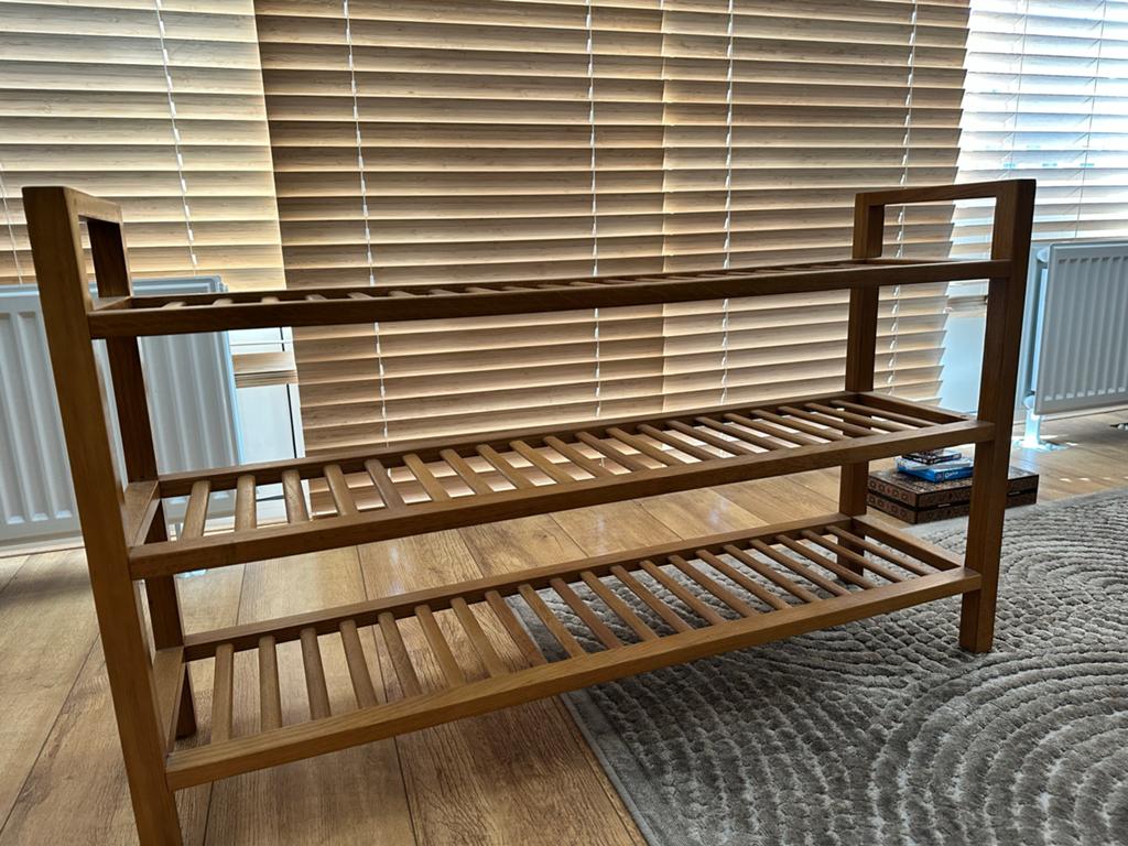Massief eikenhouten schoenenrek / opbergrek 100x27x60, Huis en Inrichting, Kasten | Schoenenrekken, Ophalen, Zo goed als nieuw