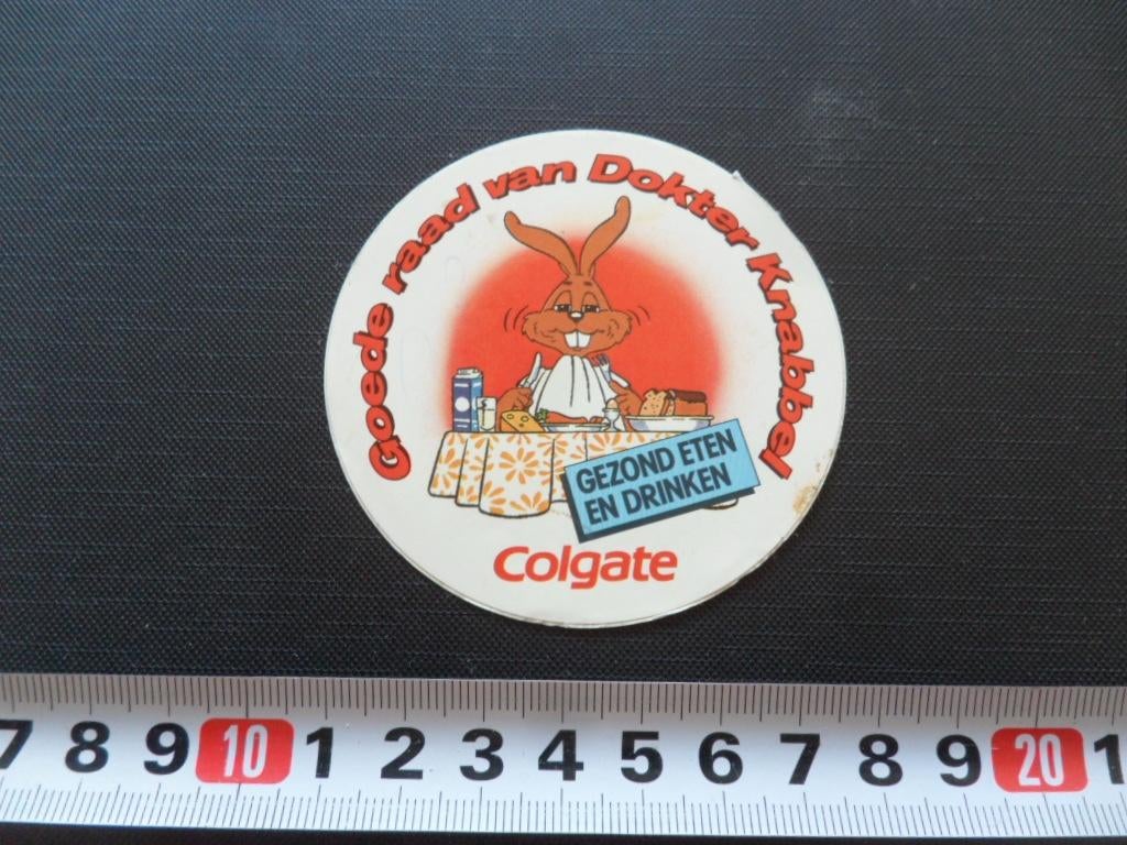 sticker colgate tandpasta strip konijn knabbel gezond eten +, Ophalen, Zo goed als nieuw