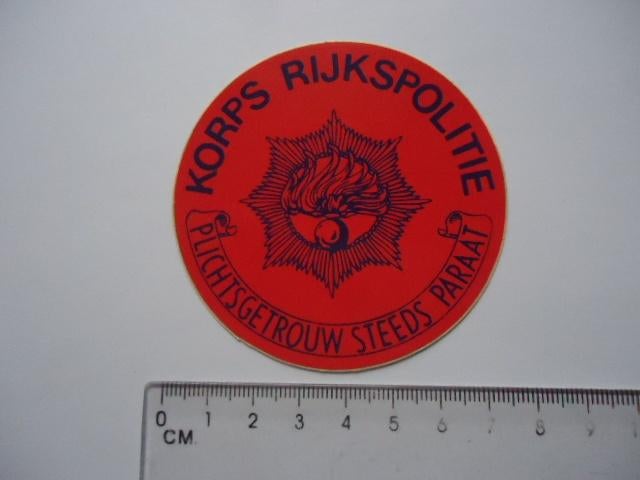 sticker oud Rijkspolitie paraat politie rijks retro, Verzamelen, Stickers, Verzenden, Zo goed als nieuw, Bedrijf of Vereniging
