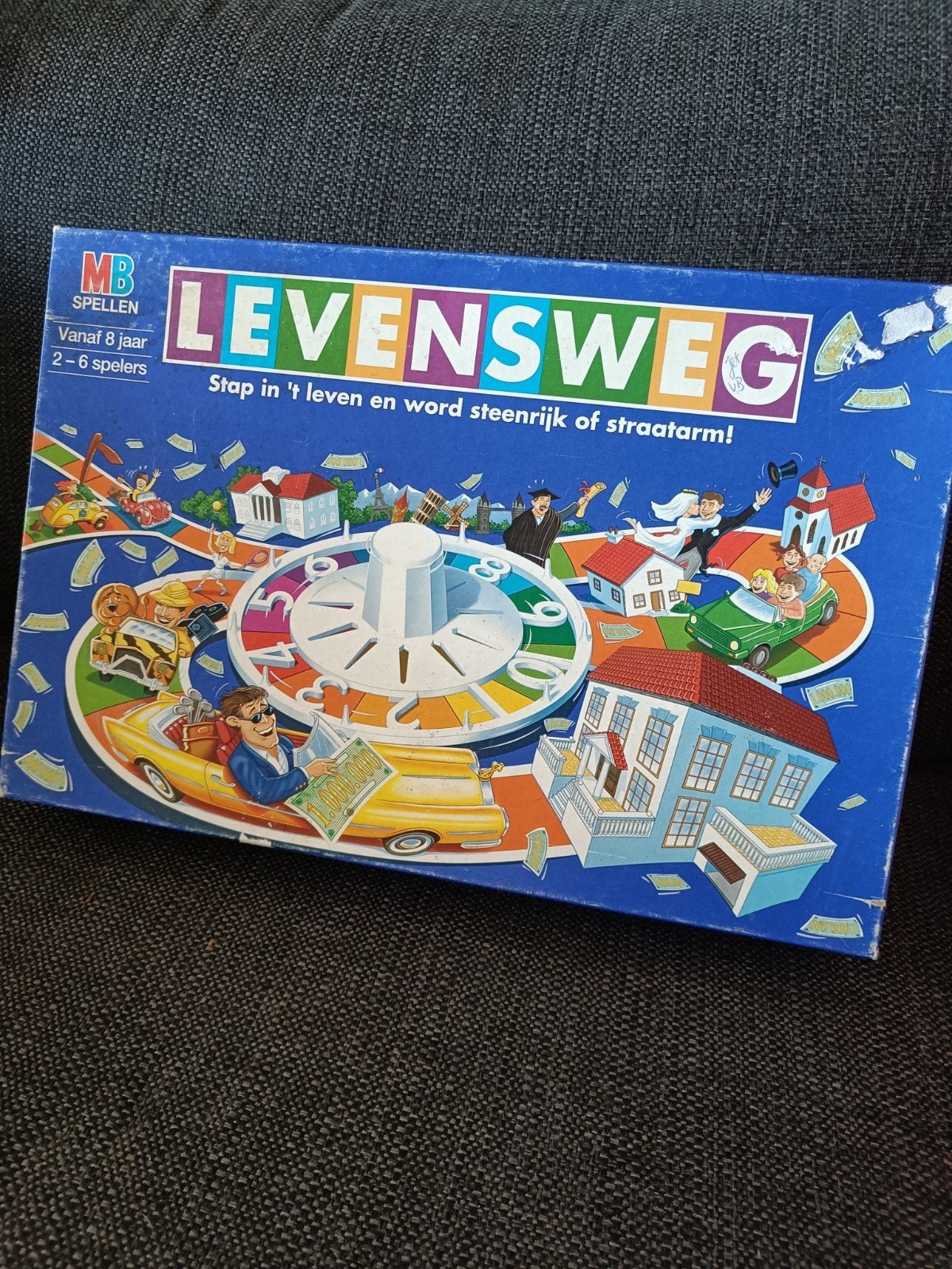 Levensweg, bordspel met carrière- en onroerendgoedkaarten, Vijf spelers of meer, Ophalen of Verzenden, Gebruikt, MB Spellen