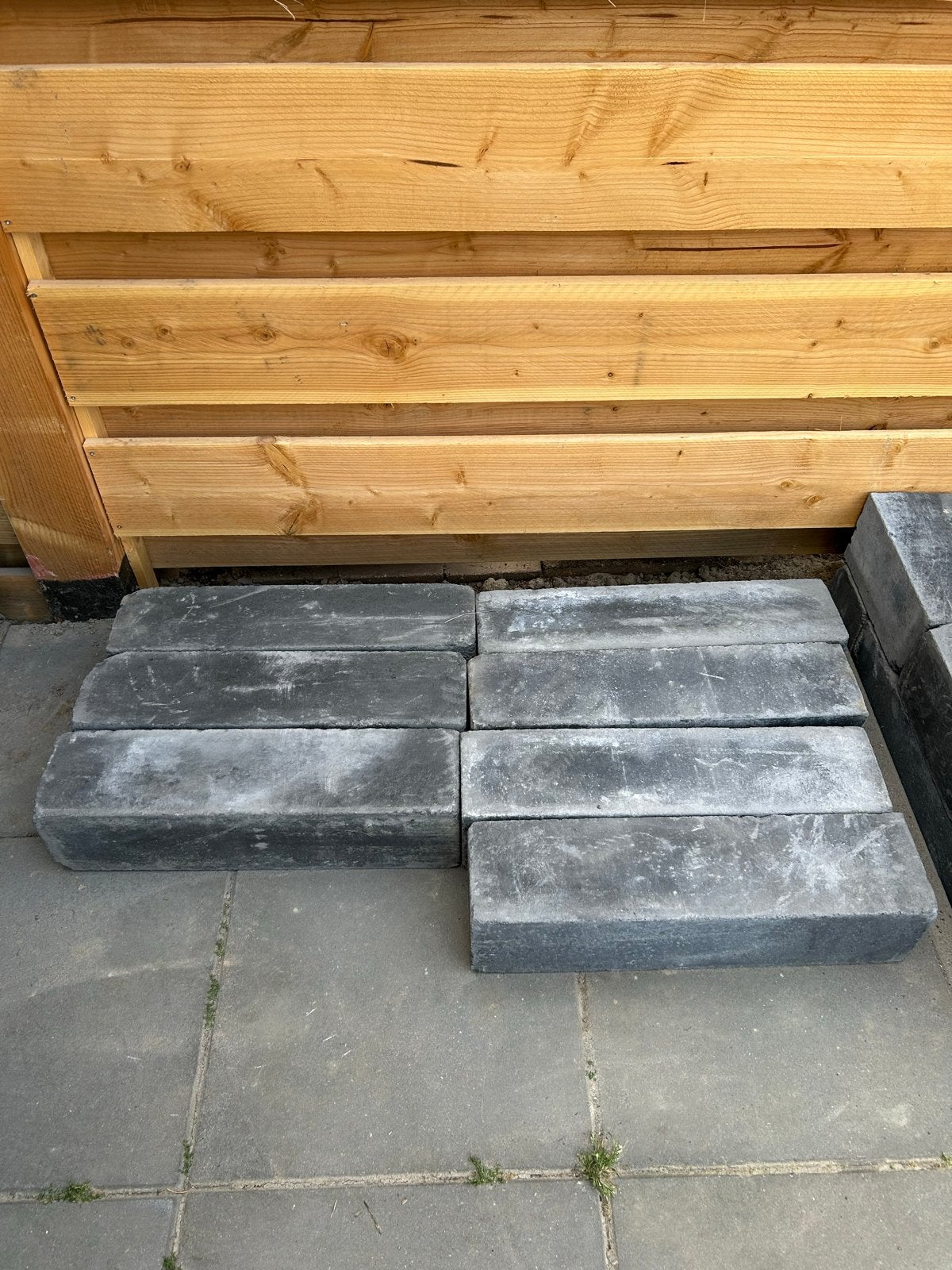 7 getrommelde stapelblokken 15x15x60 cm, Ophalen, Overige typen, Nieuw, Minder dan 5 m²