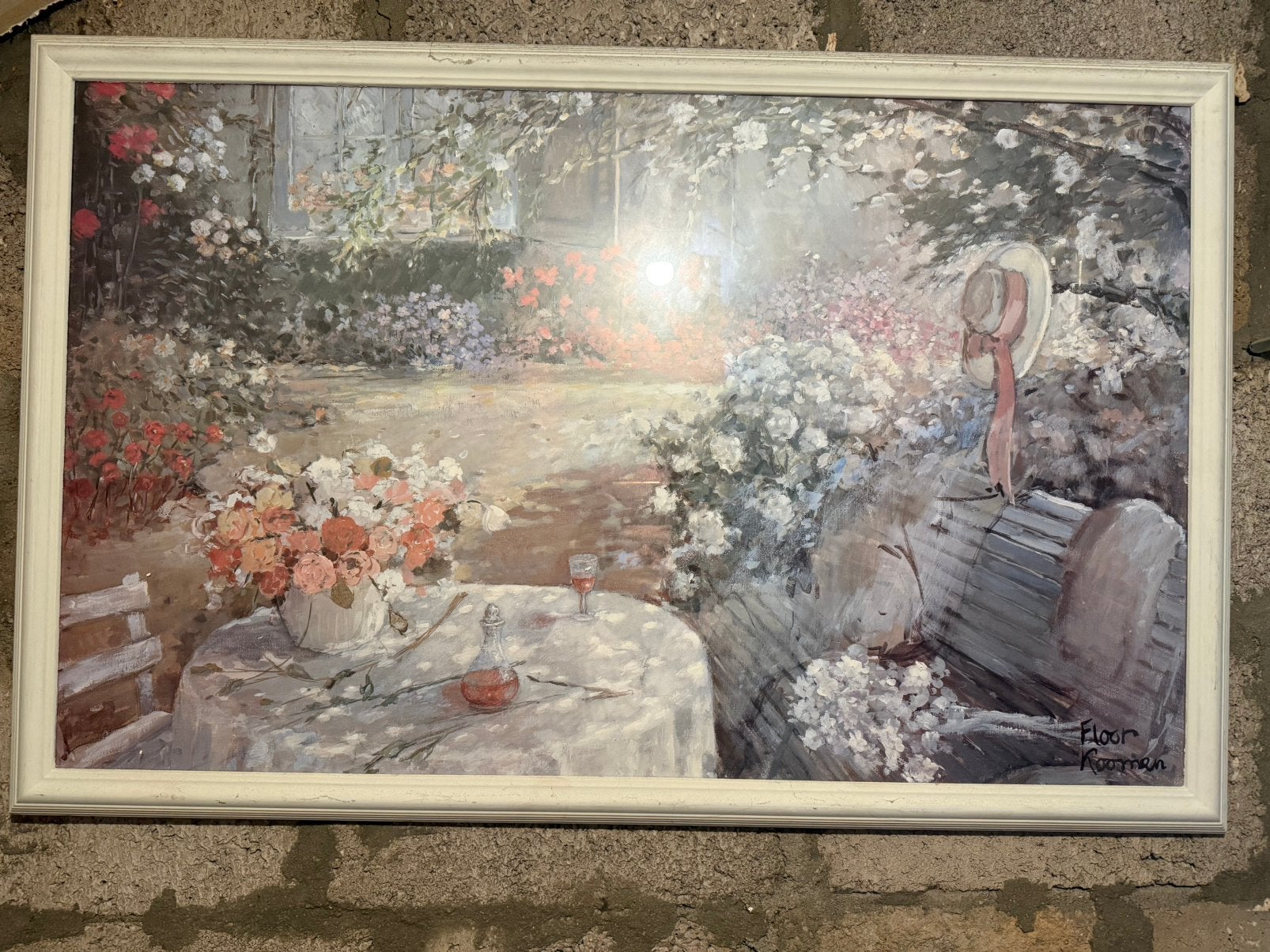 Schilderij van Floor Koomen, Antiek en Kunst, Kunst | Schilderijen | Klassiek, Ophalen of Verzenden, Klassiek, Gesigneerd, Bloemen