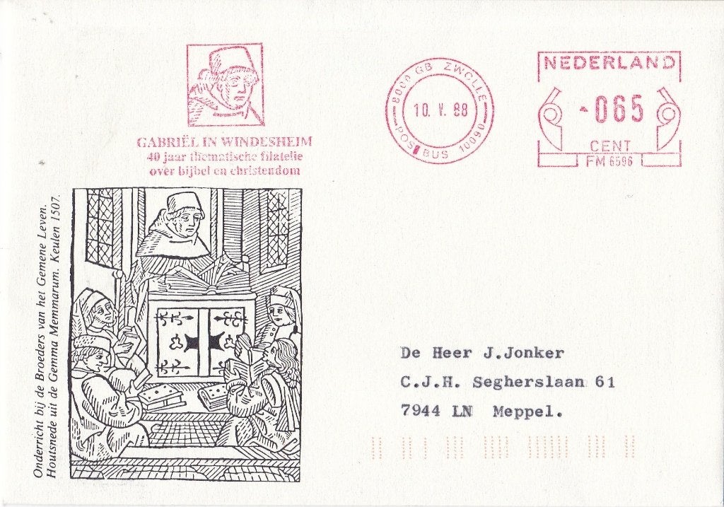 Roodfrankering – Gabriël in Windesheim – Zwolle – 10.V.88, Verzenden, Envelop