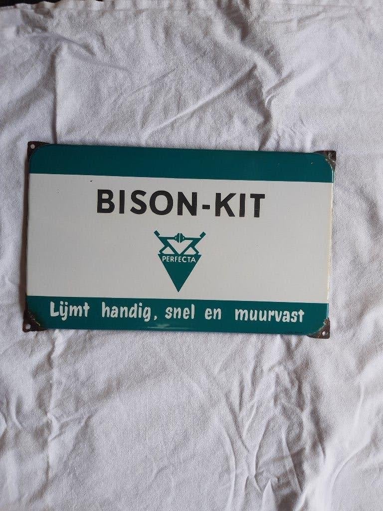 orgineel emaille bord jaren 50 bison kit langcat, Ophalen of Verzenden