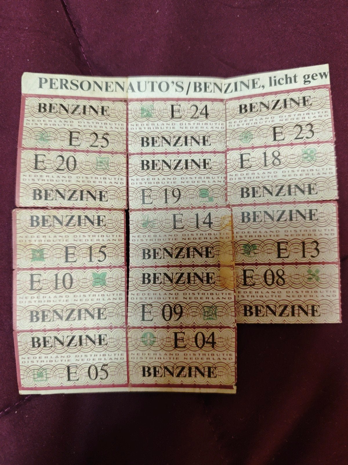 Oude Nederlandse Benzinebonnen - oliecrisis jaren 70, Ophalen of Verzenden, Gebruikt, Auto's
