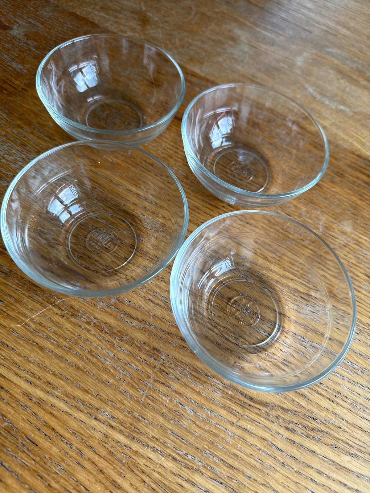 Set van 4 Duralex glazen schaaltjes, Gebruikt, Schaal, Vaatwasserbestendig, Rond