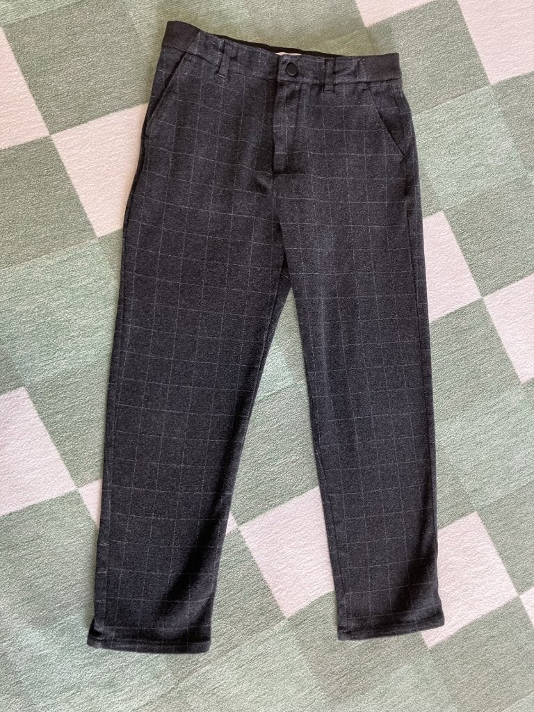 H&M broek maat 146 grijs/wit ruit, Broek, H&M, Ophalen of Verzenden, Zo goed als nieuw