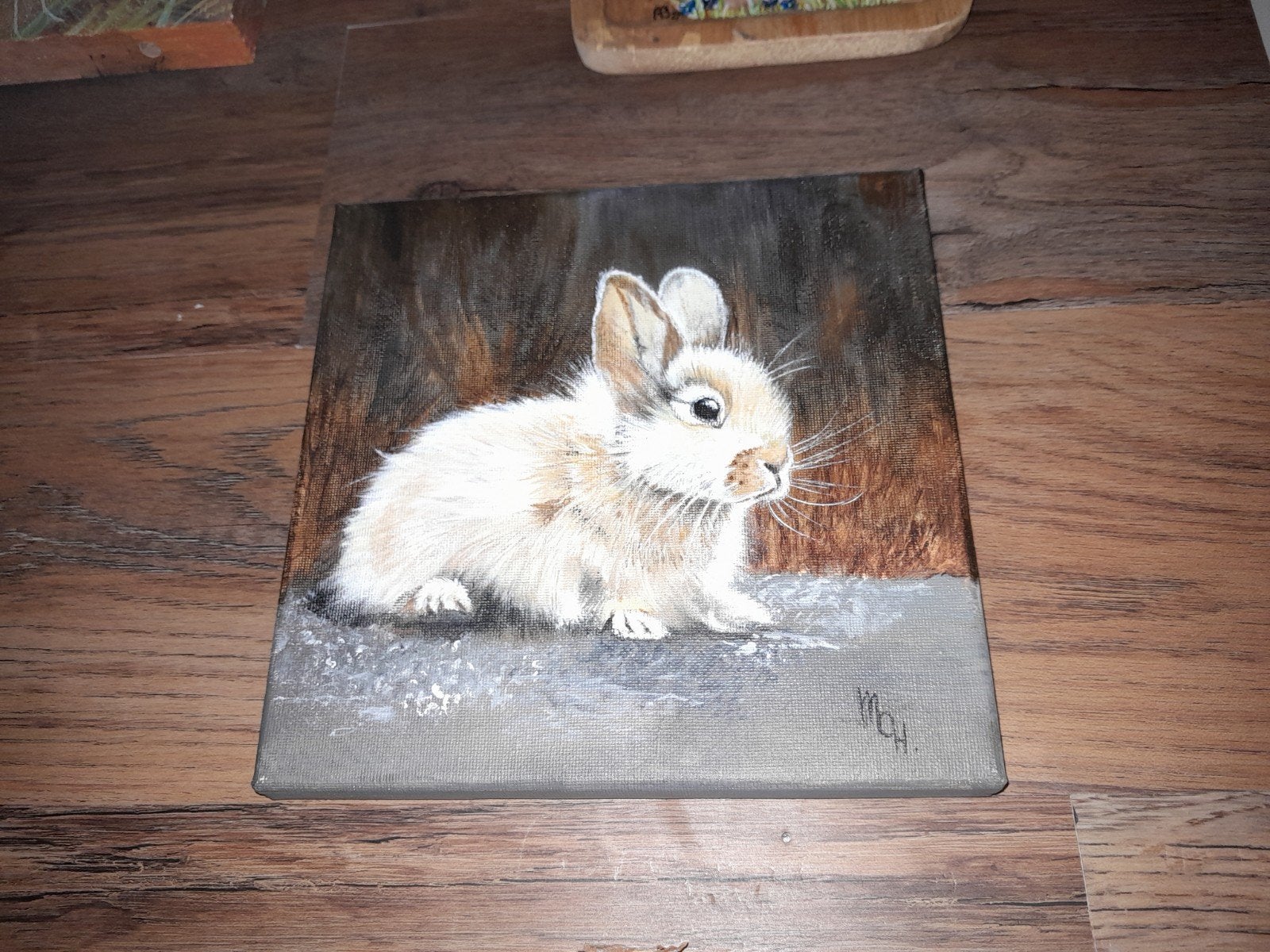 Schilderij jong konijn, Huis en Inrichting, Ophalen of Verzenden, Zo goed als nieuw