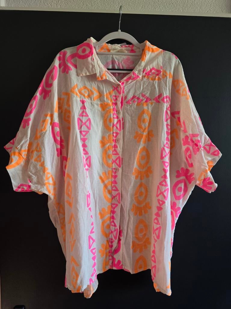 Nieuwe blouse neon fuchsia oranje 42 44 46, Ophalen of Verzenden, Nieuw, Maat 42/44 (L), Oranje