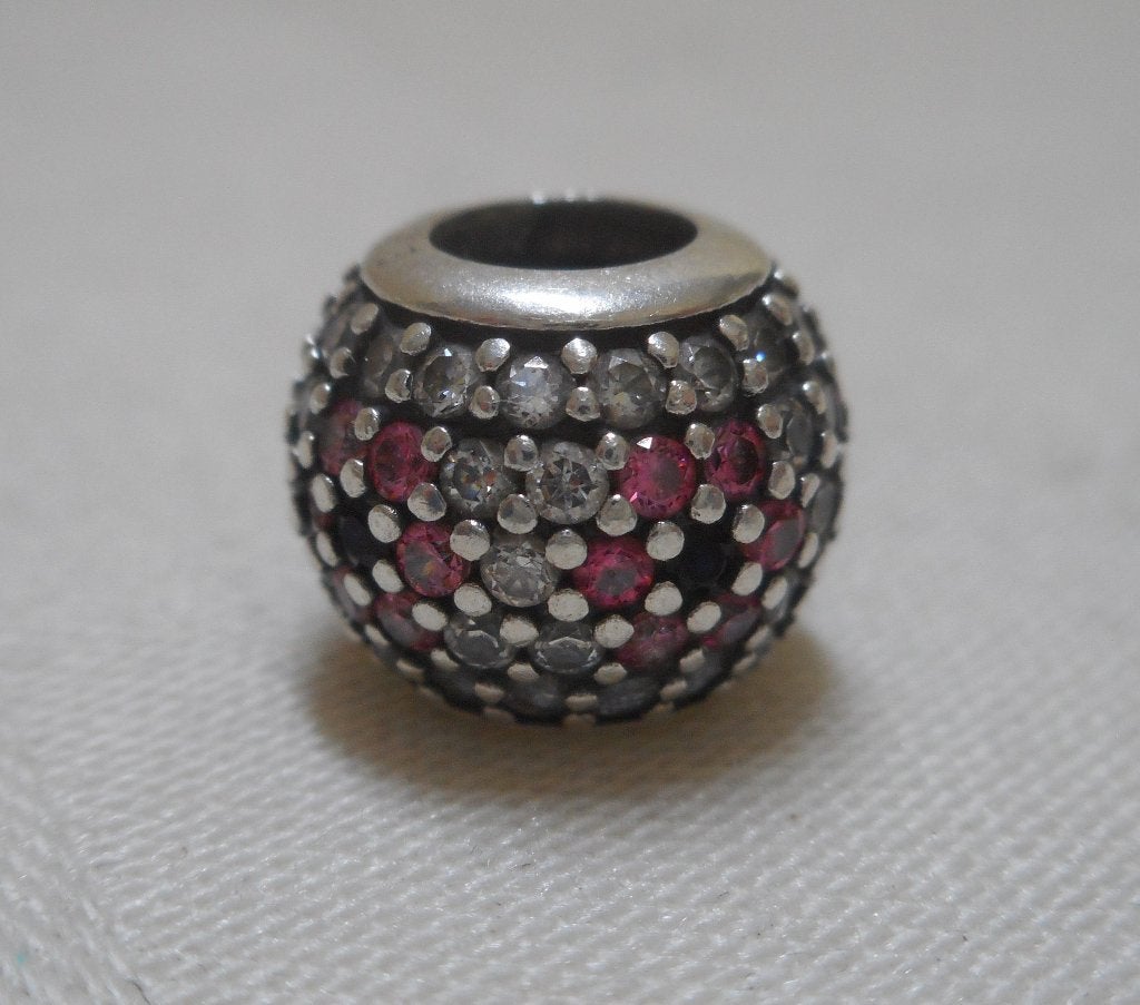 Zilveren Pandora bedel met steentjes Bloem nr.849, Verzenden, Pandora, Zo goed als nieuw, 1 bedel