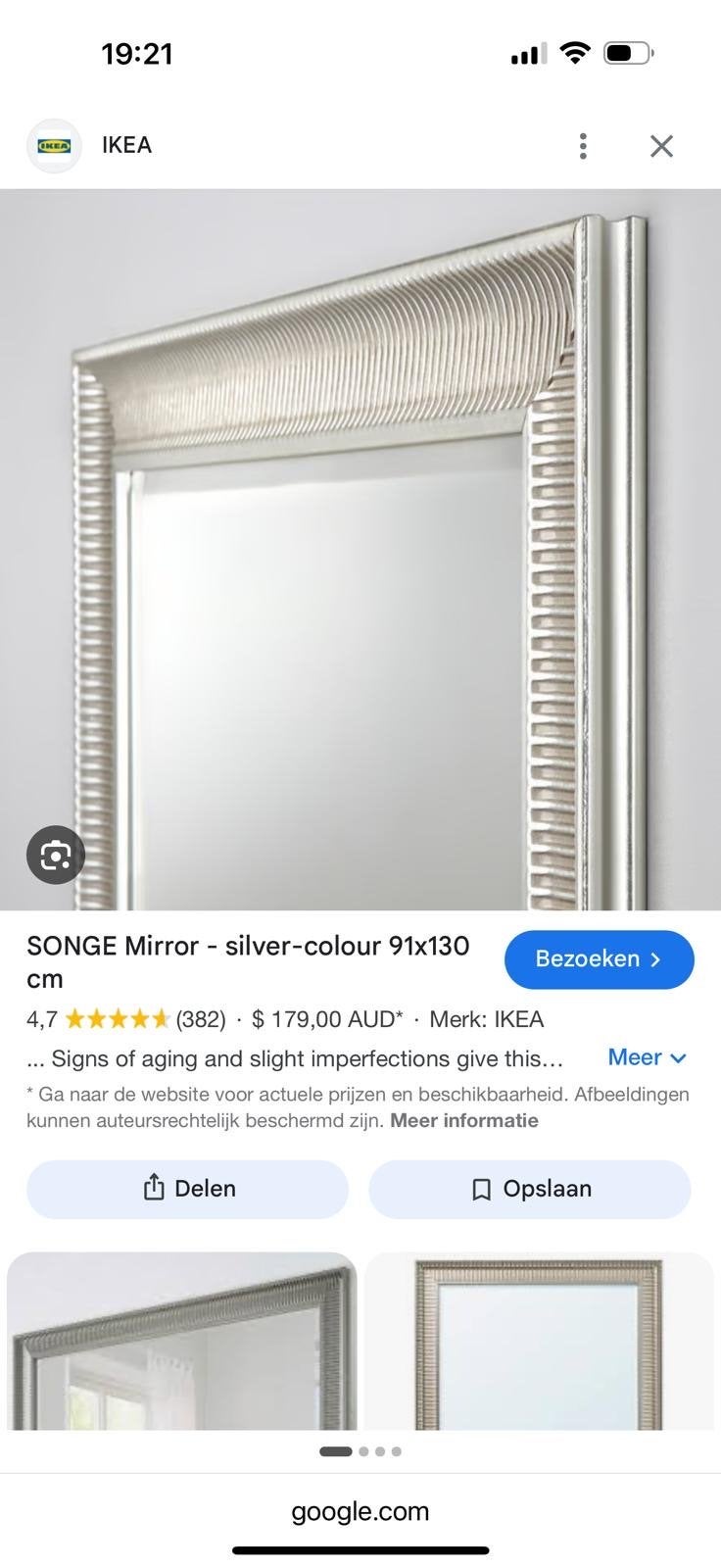 Nieuwe IKEA Songe spiegel, zilverkleurig, 91x130 cm, Ophalen, 100 tot 150 cm, Nieuw, 75 tot 100 cm