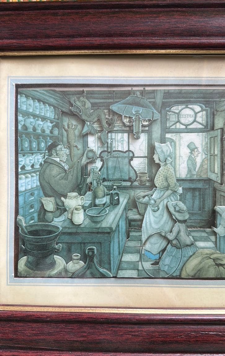 Anton Pieck / papier collage /3d ingelijst, Ophalen of Verzenden