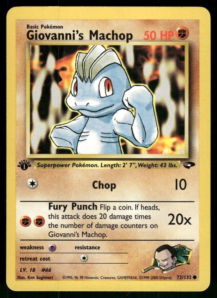 Giovanni's Machop 72/132 - Gym Challenge (1st edition) (NM), Verzenden, Gebruikt