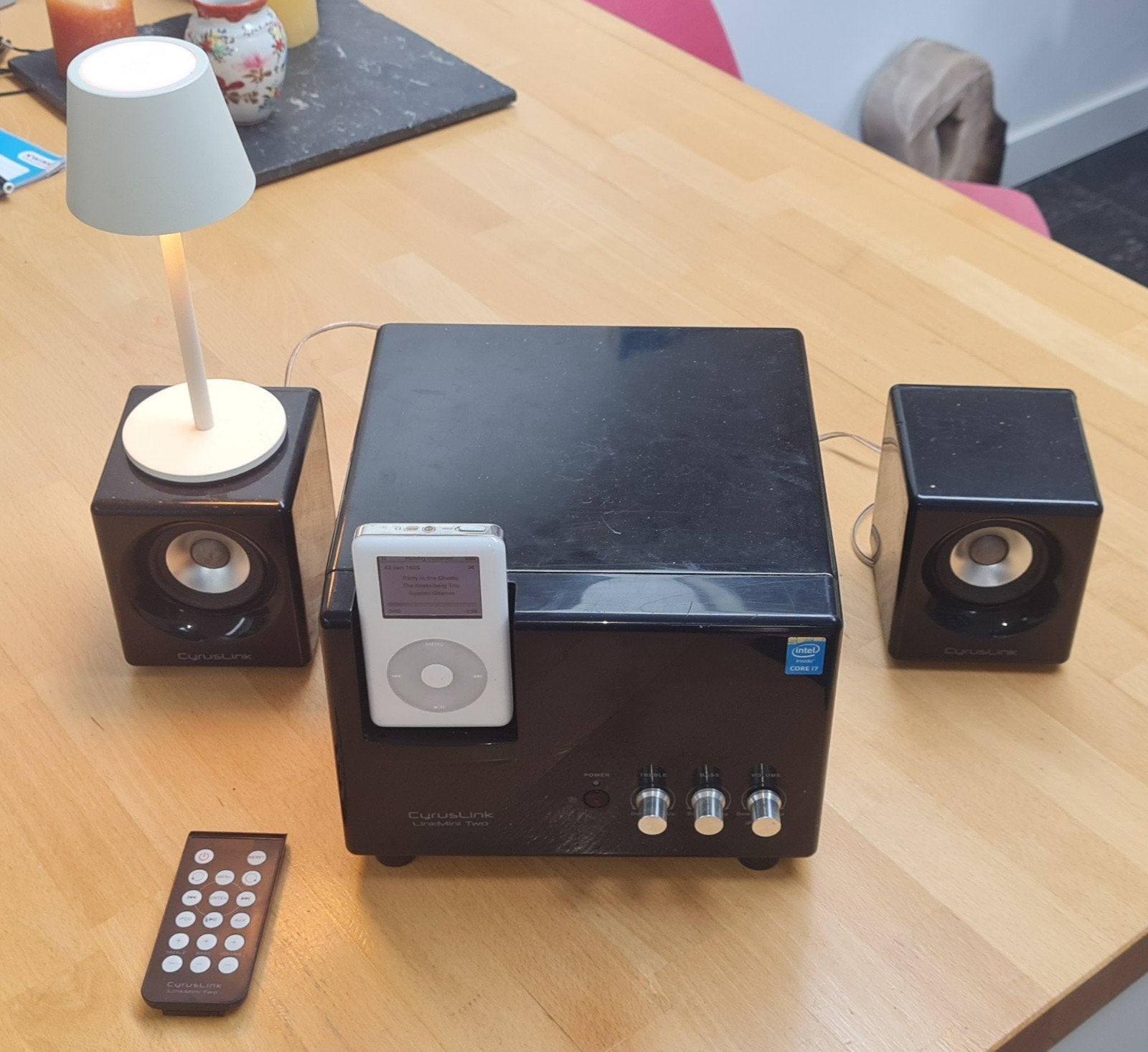 CyrusLink Linkmini 2 iPod 2.1 Speaker Systeem met AUX, Overige merken, Gebruikt, Draagbaar, Ophalen of Verzenden