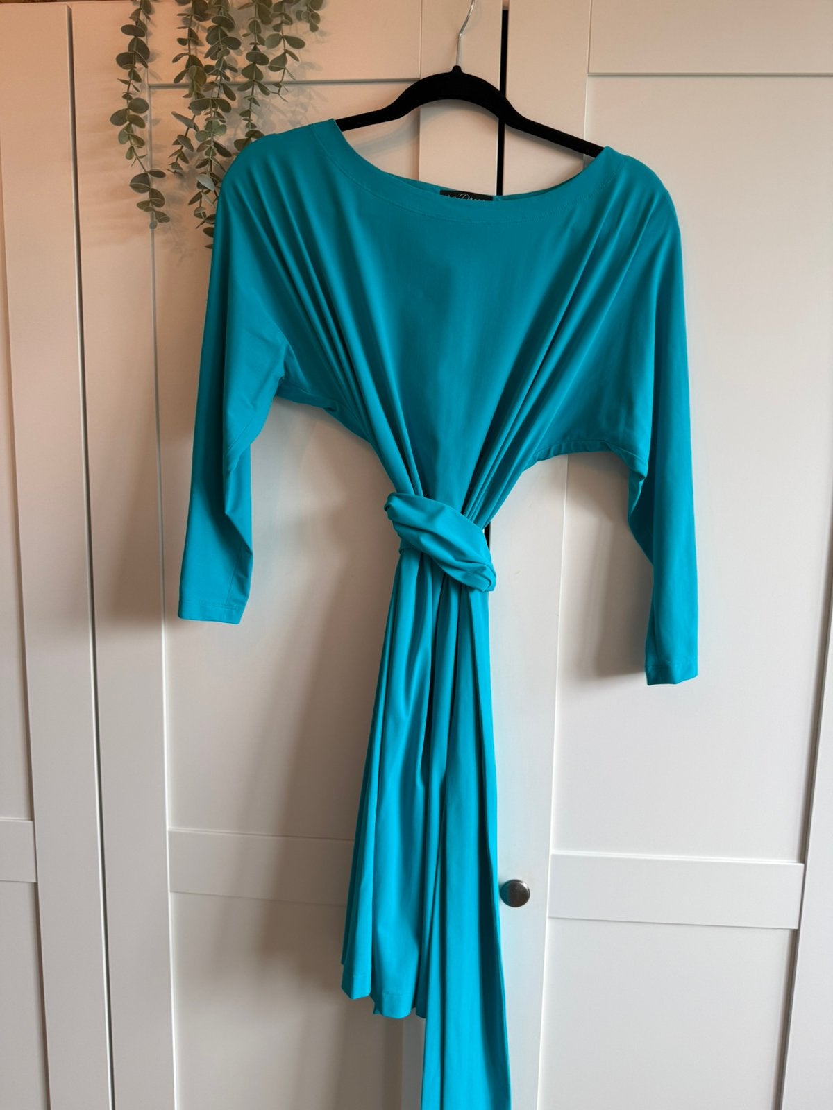 LaDress, turquoise jurkje (s) met sash, Maat 38/40 (M), Blauw, Ophalen of Verzenden, Zo goed als nieuw