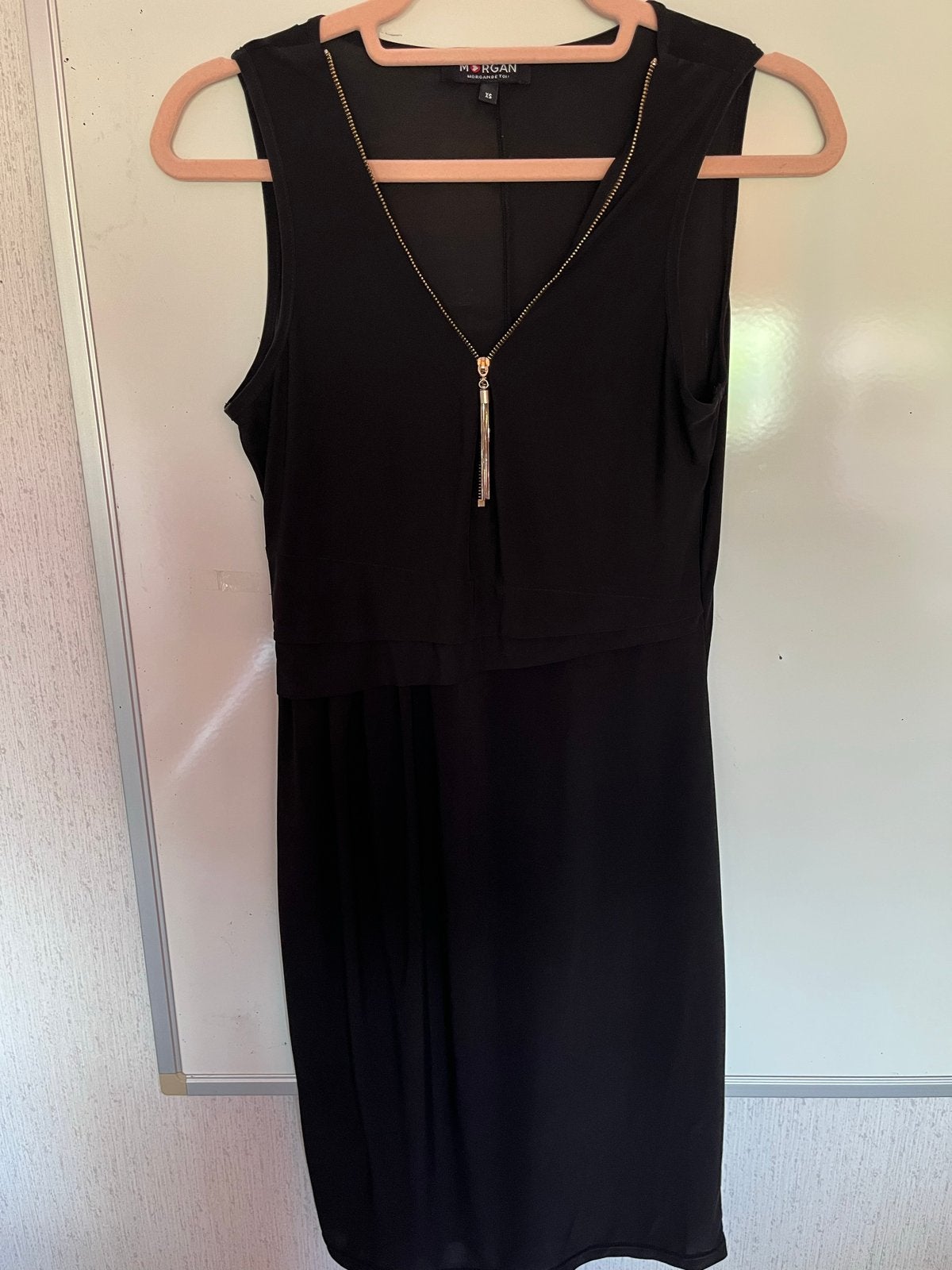 Morgan Zwarte Jurk met Rits - Maat XS, Kleding | Dames, Zwart, Ophalen of Verzenden, Zo goed als nieuw, Maat 34 (XS) of kleiner