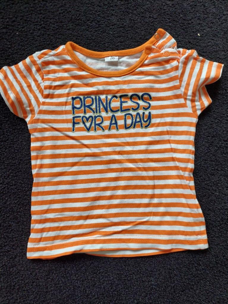 T-shirt koningsdag maat 80 meisje oranje prinses shirt, Kinderen en Baby's, Babykleding | Maat 80, Ophalen of Verzenden, Zo goed als nieuw