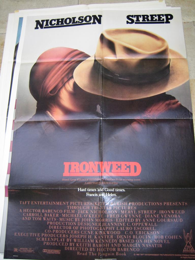 USA Filmposter Jack Nicholson Meryl Streep Ironweed 1987, Rechthoekig Staand, Ophalen of Verzenden, Zo goed als nieuw, A1 t/m A3