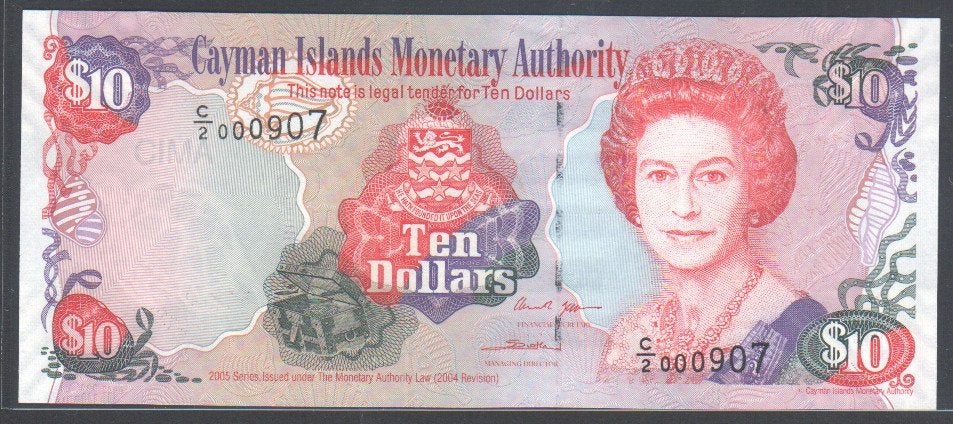 Cayman Islands 10 Dollars 2005  C2  Moeilijk biljet, Postzegels en Munten, Verzenden, Noord-Amerika, Los biljet