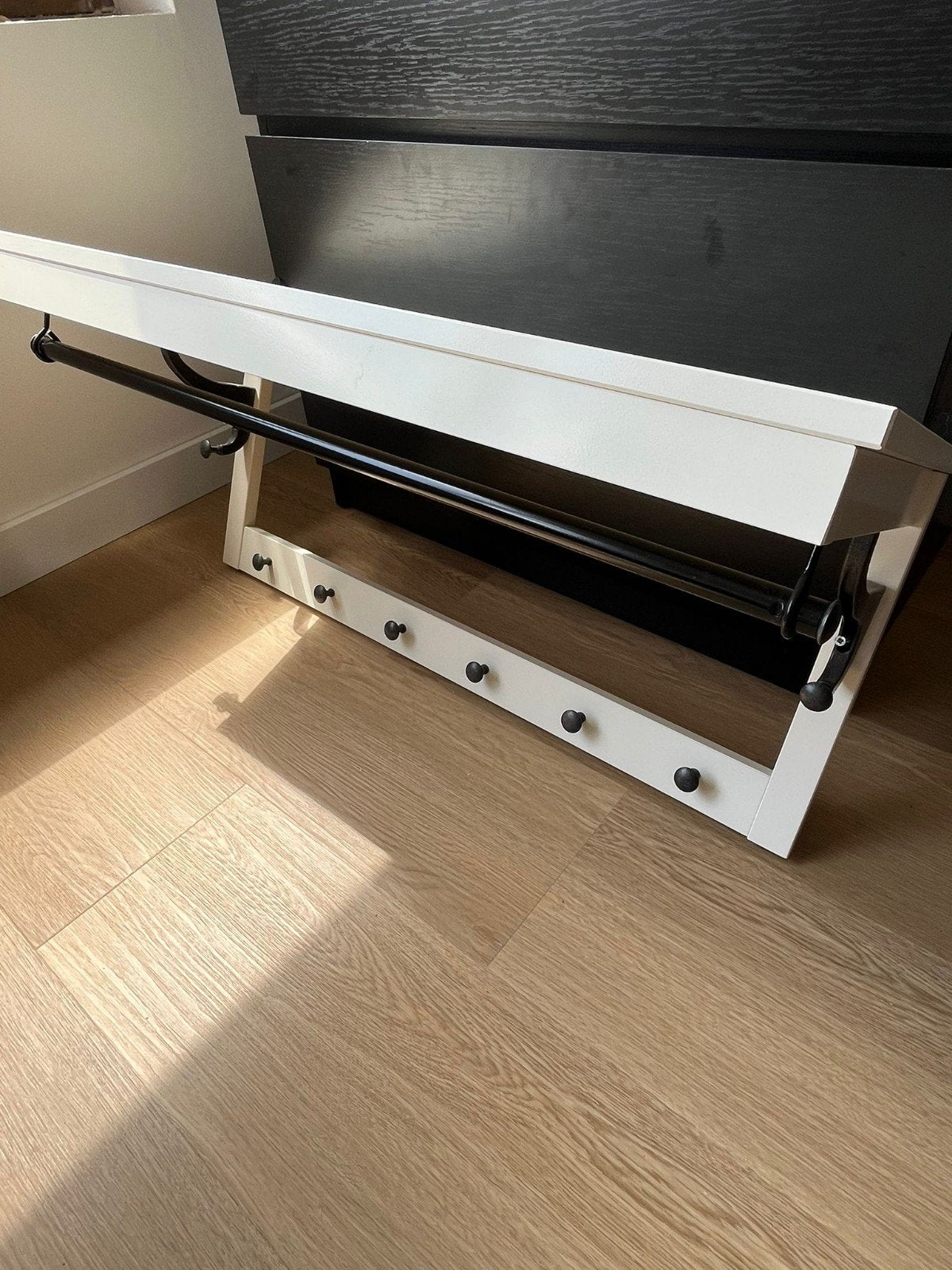 IKEA Kapstok wit/zwart met haken, roede en berging, Ophalen