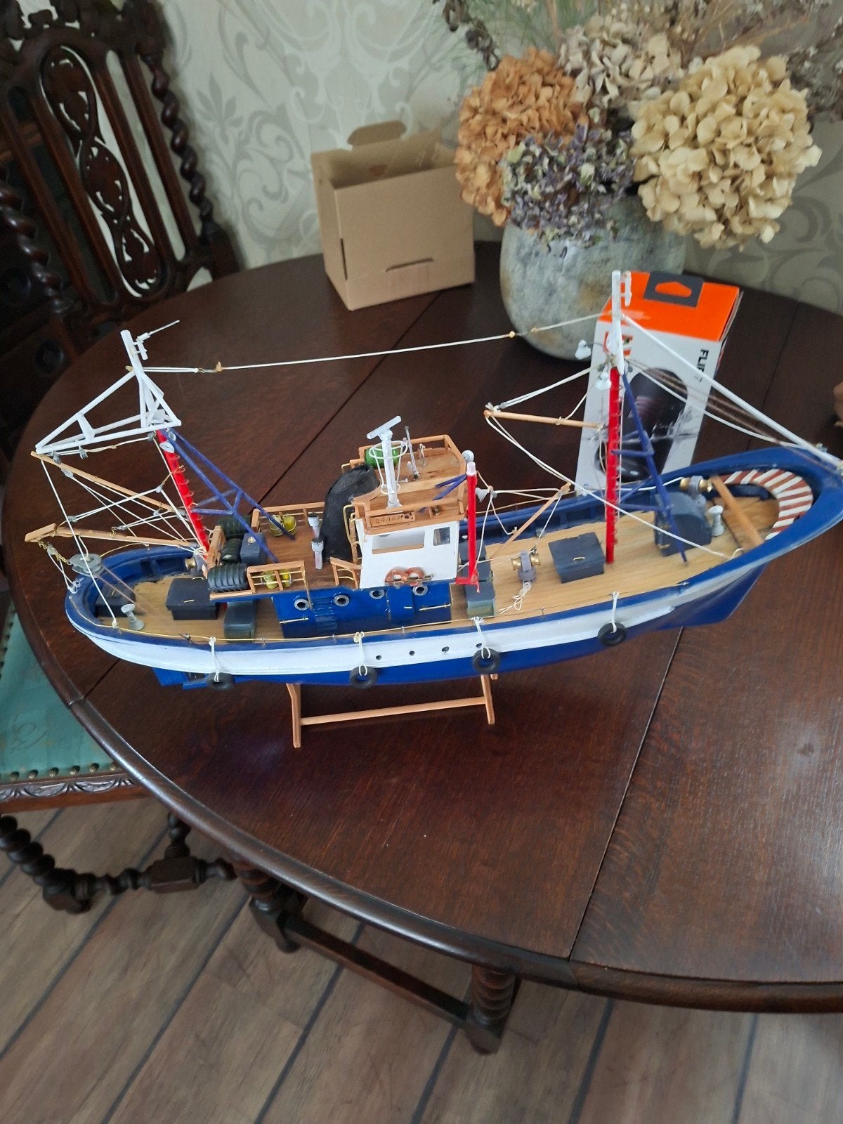 mooie vissersboot hout 63 cm, Ophalen of Verzenden