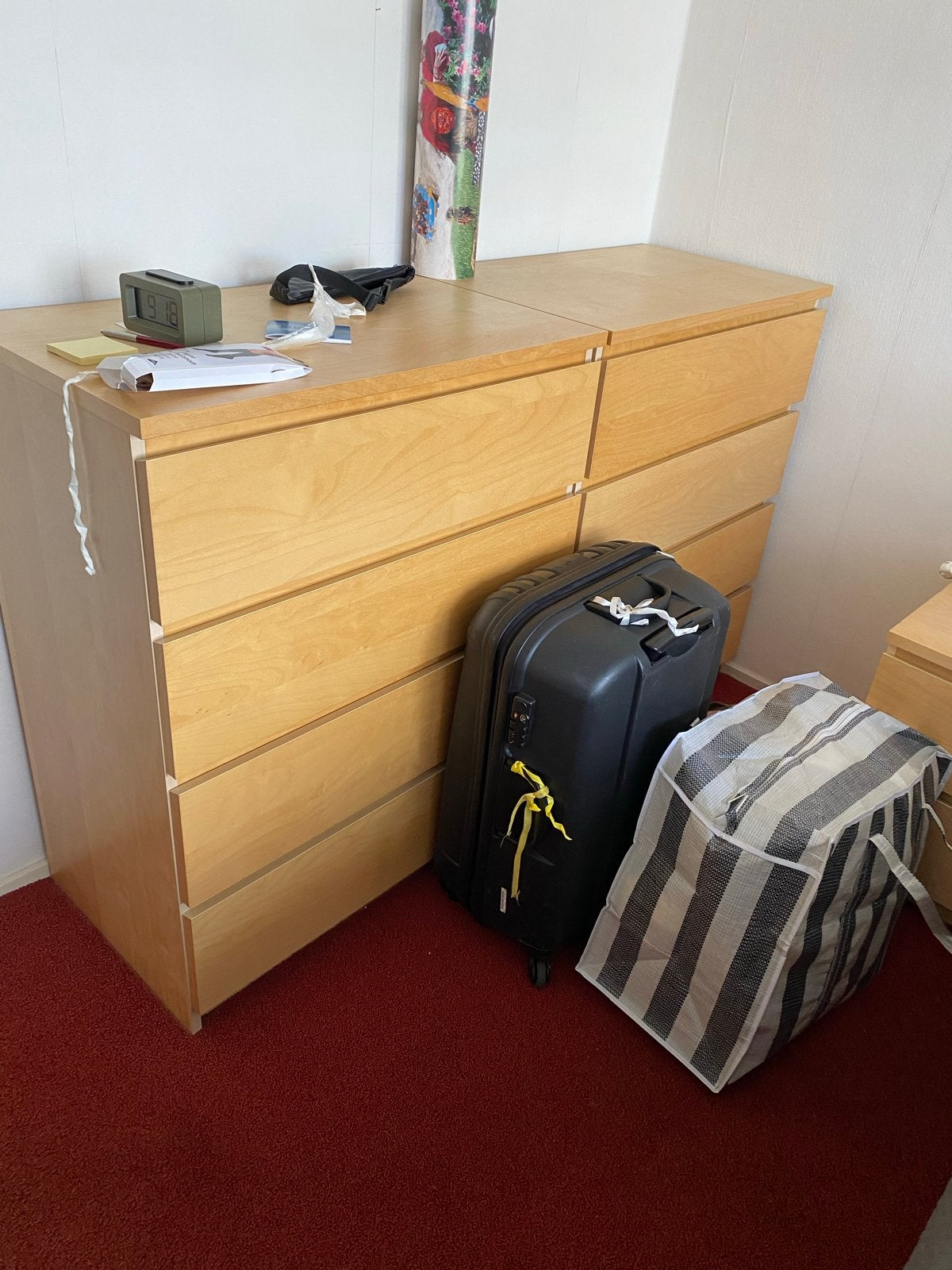 Set van 2 houten ladekasten met 4 laden, Huis en Inrichting, 3 of 4 laden, Ophalen, Gebruikt, Overige houtsoorten