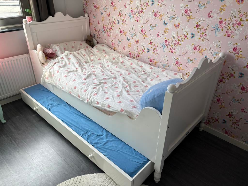 Bopita Bed met uitschuifbaar logeerbed inclusief matrassen., Kinderen en Baby's, Kinderkamer | Bedden, Ophalen, 85 tot 100 cm