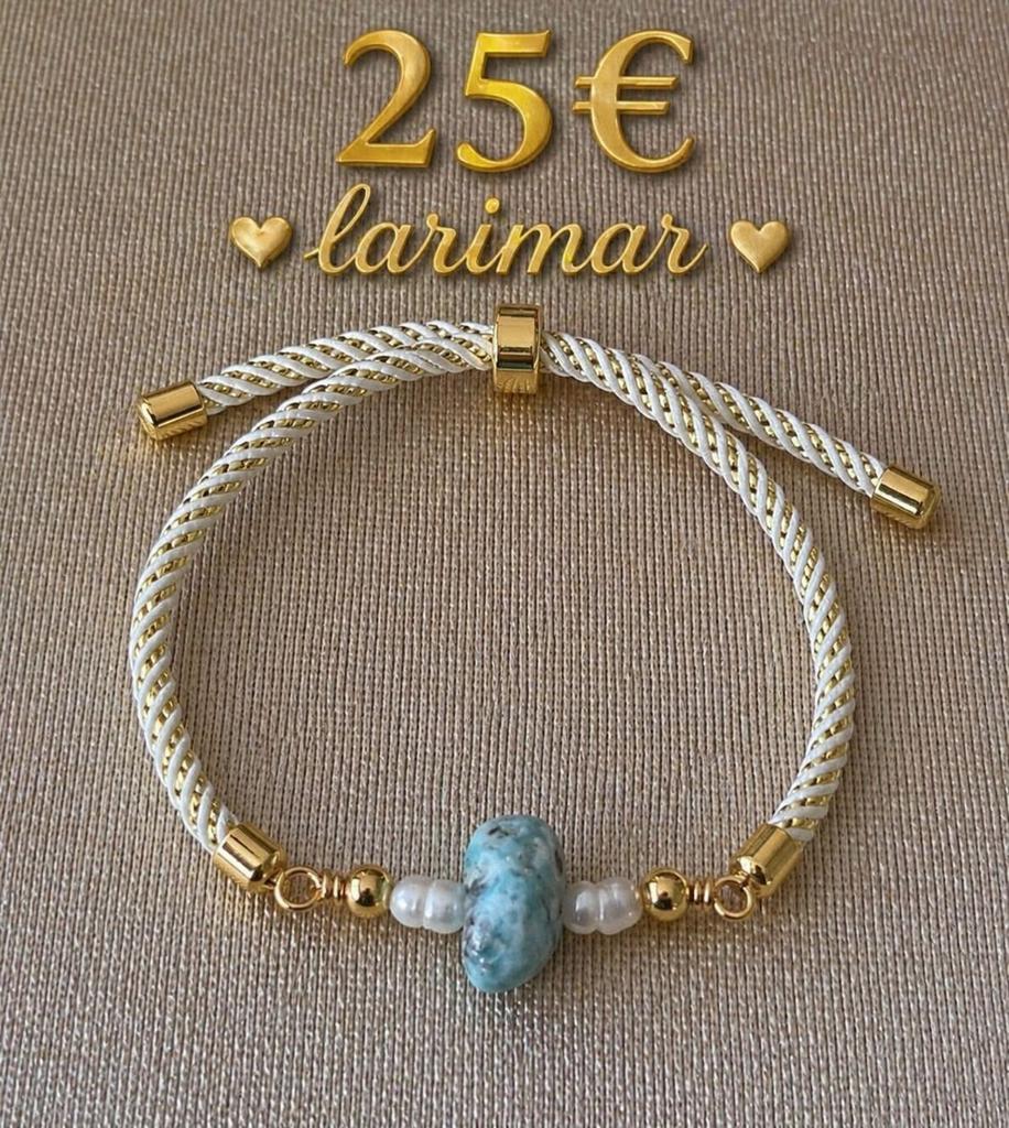 Larimar armband wit goud stijl verstelbaar rhodium, Ophalen of Verzenden, Nieuw, Goud