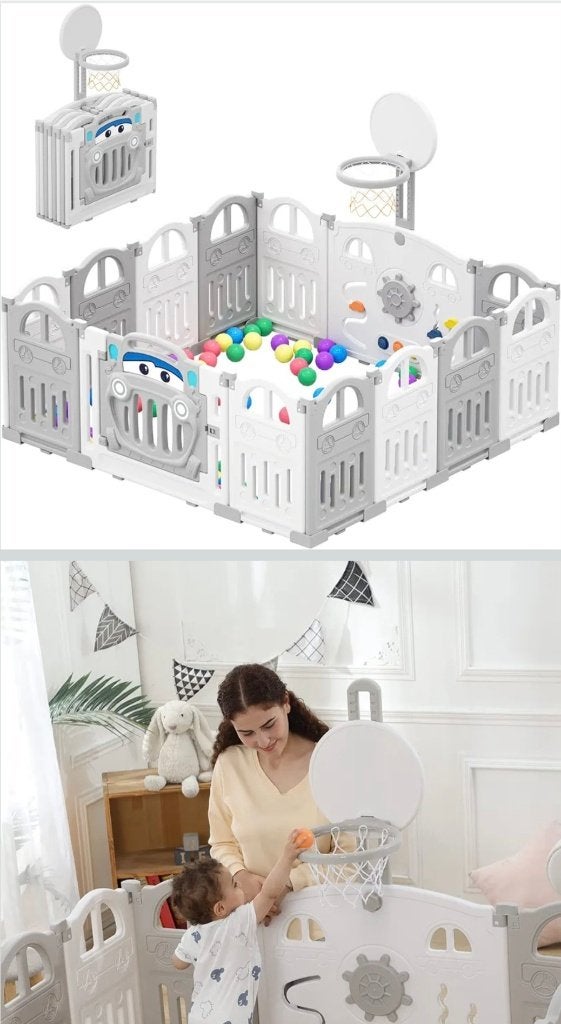 UBRAVOO Opvouwbare babybox met mini-basketbalring en ballen, Kinderen en Baby's, Ophalen, Zo goed als nieuw, Overige vormen