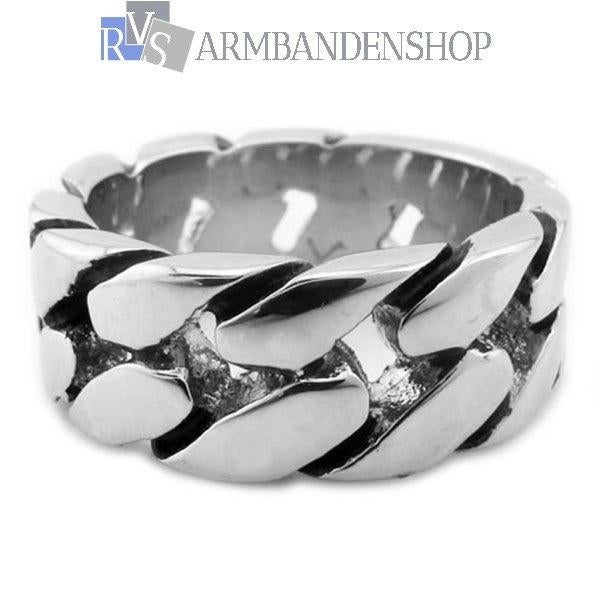 Rvs heren ring Bajan van edelstaal mannen sieraden, Sieraden, Tassen en Uiterlijk, Ringen, Nieuw, Dame of Heer, 20 of groter, Zilver