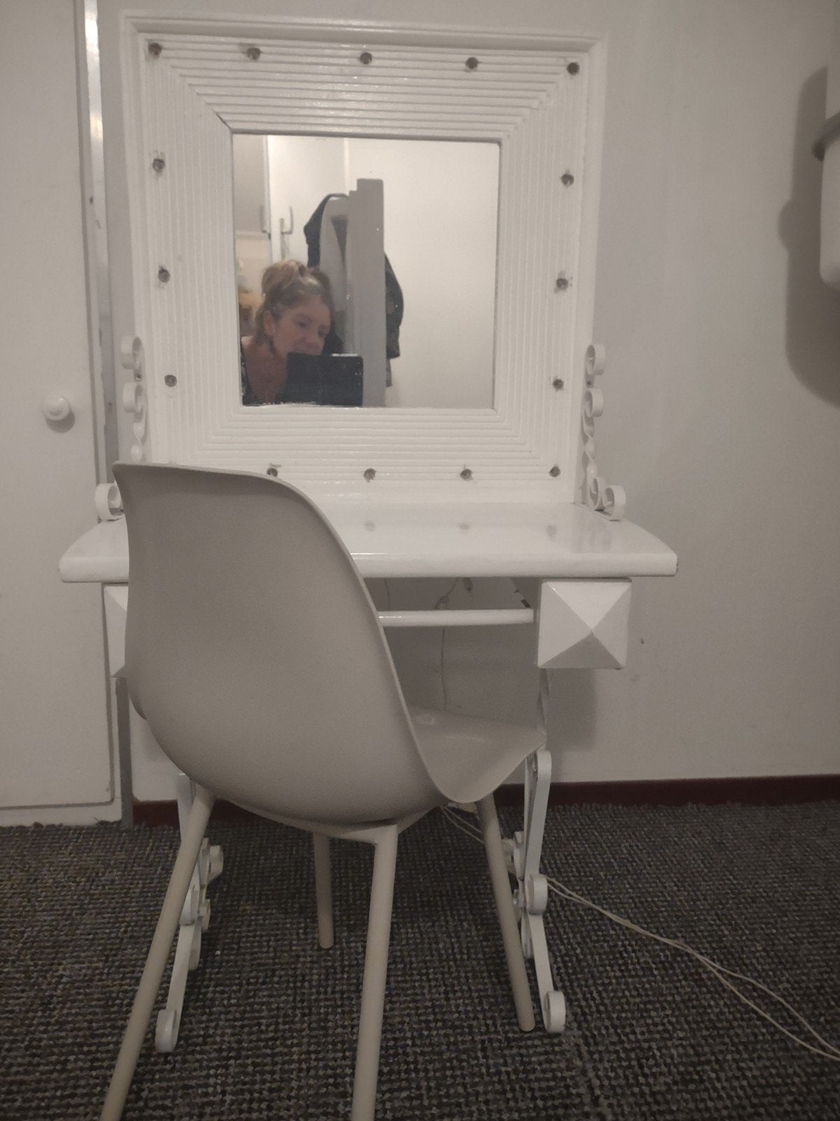 Witte kaptafel met spiegel kinderen, Ophalen, Gebruikt, 50 tot 100 cm, Modern, Glamour