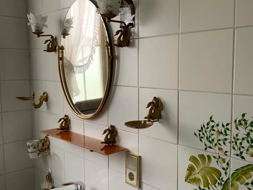 VINTAGE MESSING BADKAMER ACCESOIRES, Ophalen, Gebruikt