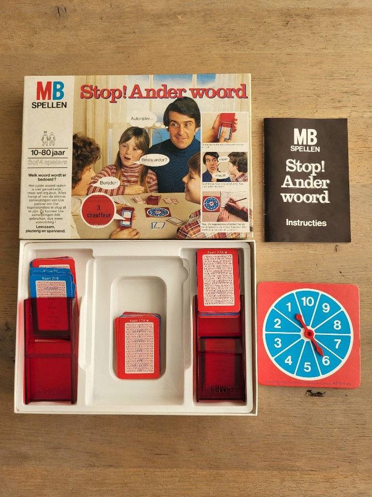 MB Spellen Stop! Ander woord - Vintage bordspel, Hobby en Vrije tijd, Gezelschapsspellen | Bordspellen, Vijf spelers of meer, Ophalen of Verzenden