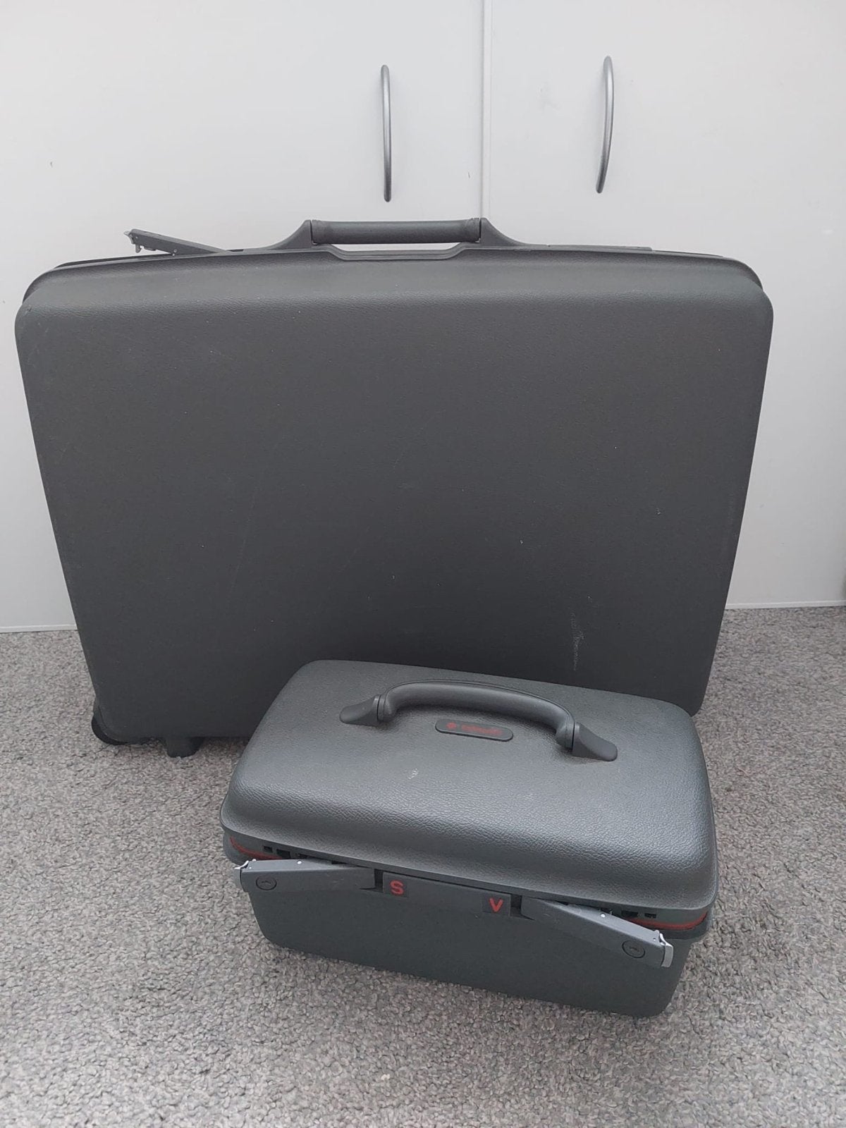Vintage Samsonite koffer en beautycase set - Grijs, Ophalen, Gebruikt, Hard kunststof, Slot