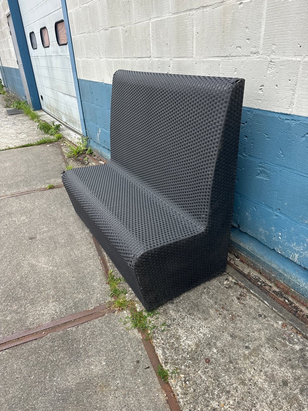 Zwarte Wicker Loungebank - muurbank gevelbank, Ophalen of Verzenden, Gebruikt, Kunststof