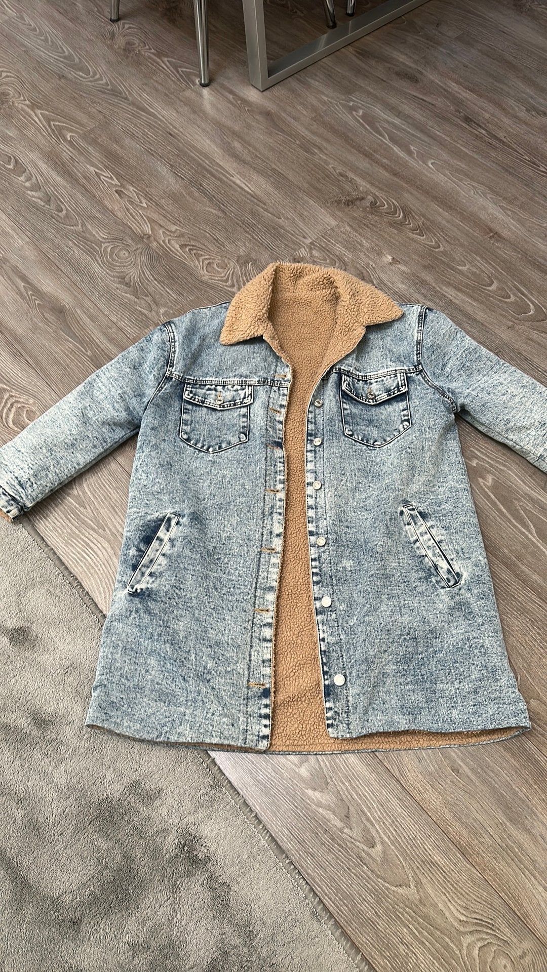 Spijkerjas teddy, Ophalen of Verzenden, Zo goed als nieuw, Maat 46/48 (XL) of groter, Blauw