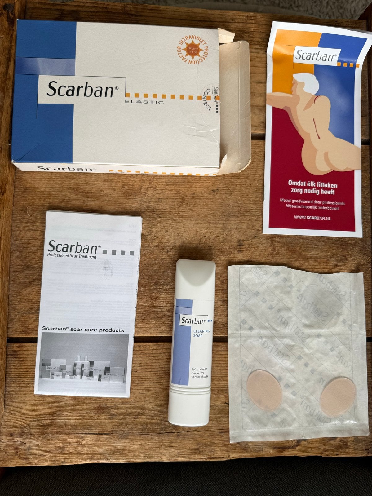 Scarban littekenbehandeling set: Elastic, Cleaning Soap, ple, Ophalen of Verzenden, Nieuw, Overige typen