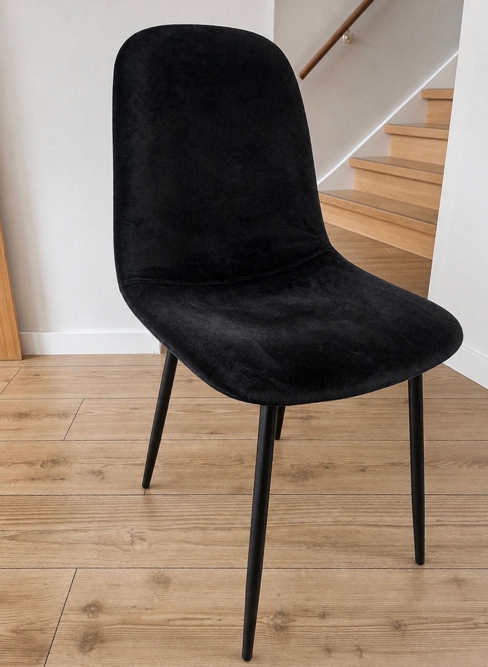 Zwarte velvet eetkamerstoelen - Set van 6, Ophalen, Zwart, Zo goed als nieuw, Stof