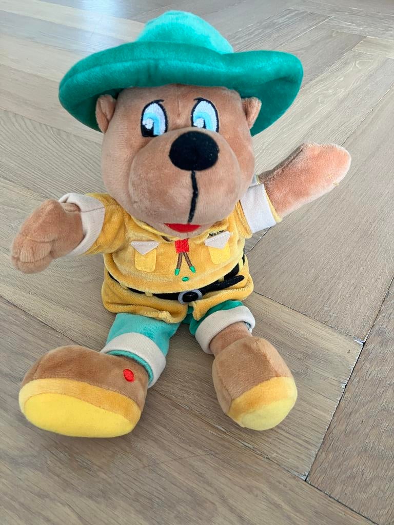 Bollo de beer knuffel handpop- Zo goed als nieuw, Overige merken, Overige karakters, Beer, Ophalen of Verzenden